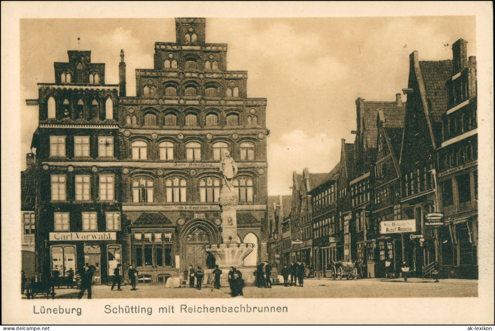 Ansichtskarte Lüneburg Schütting Mit Reichenbachbrunnen - Geschäfte 1918 - Lüneburg