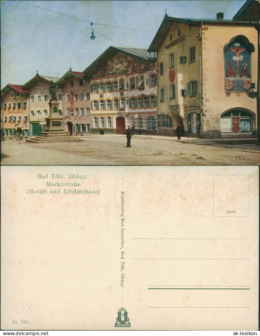 Ansichtskarte Bad Tölz Marktstrasse, Bemalte Häuser 1915 - Bad Toelz