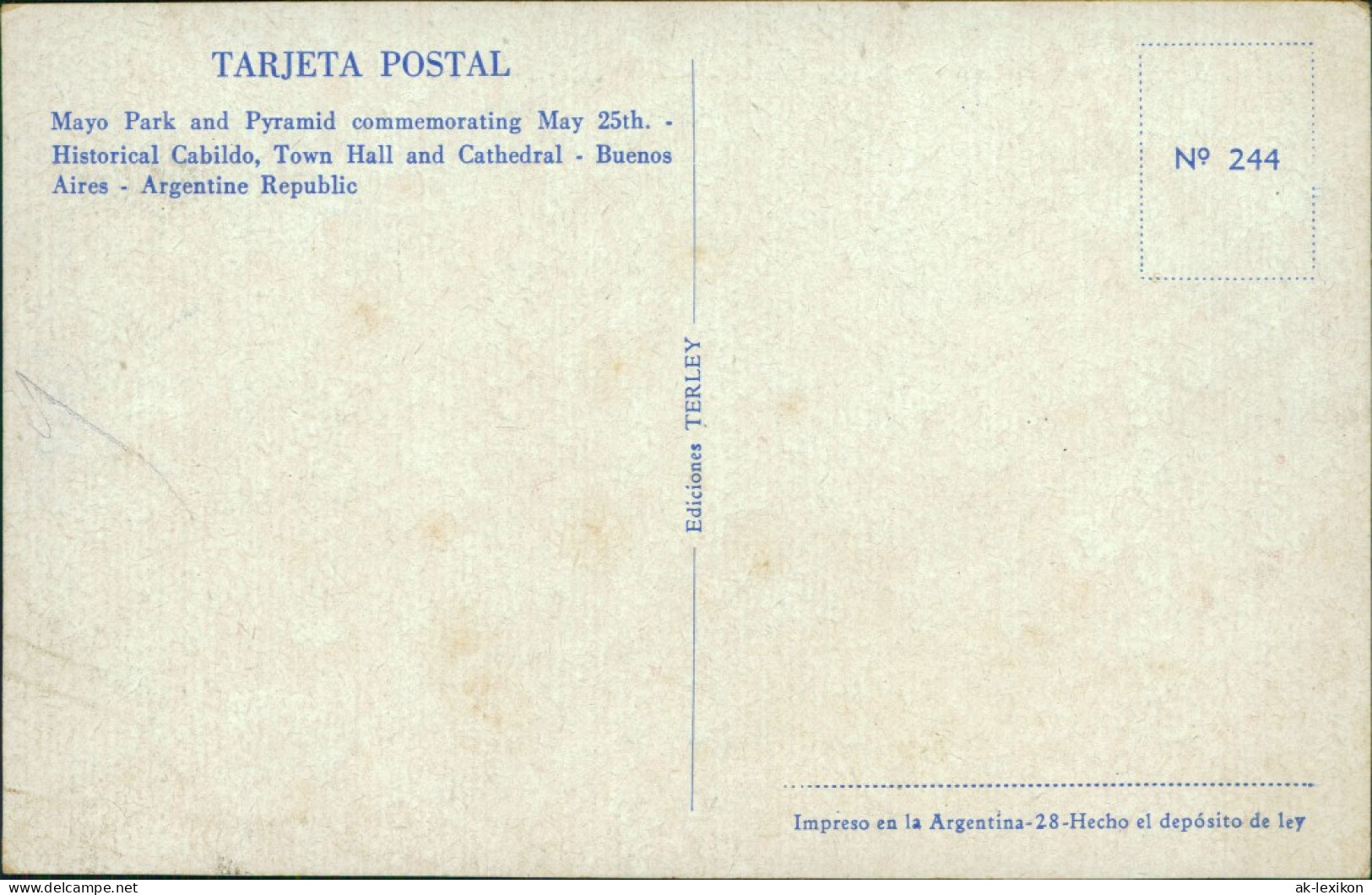 Postcard Buenos Aires Plaza De Mayo 1924 - Argentinië