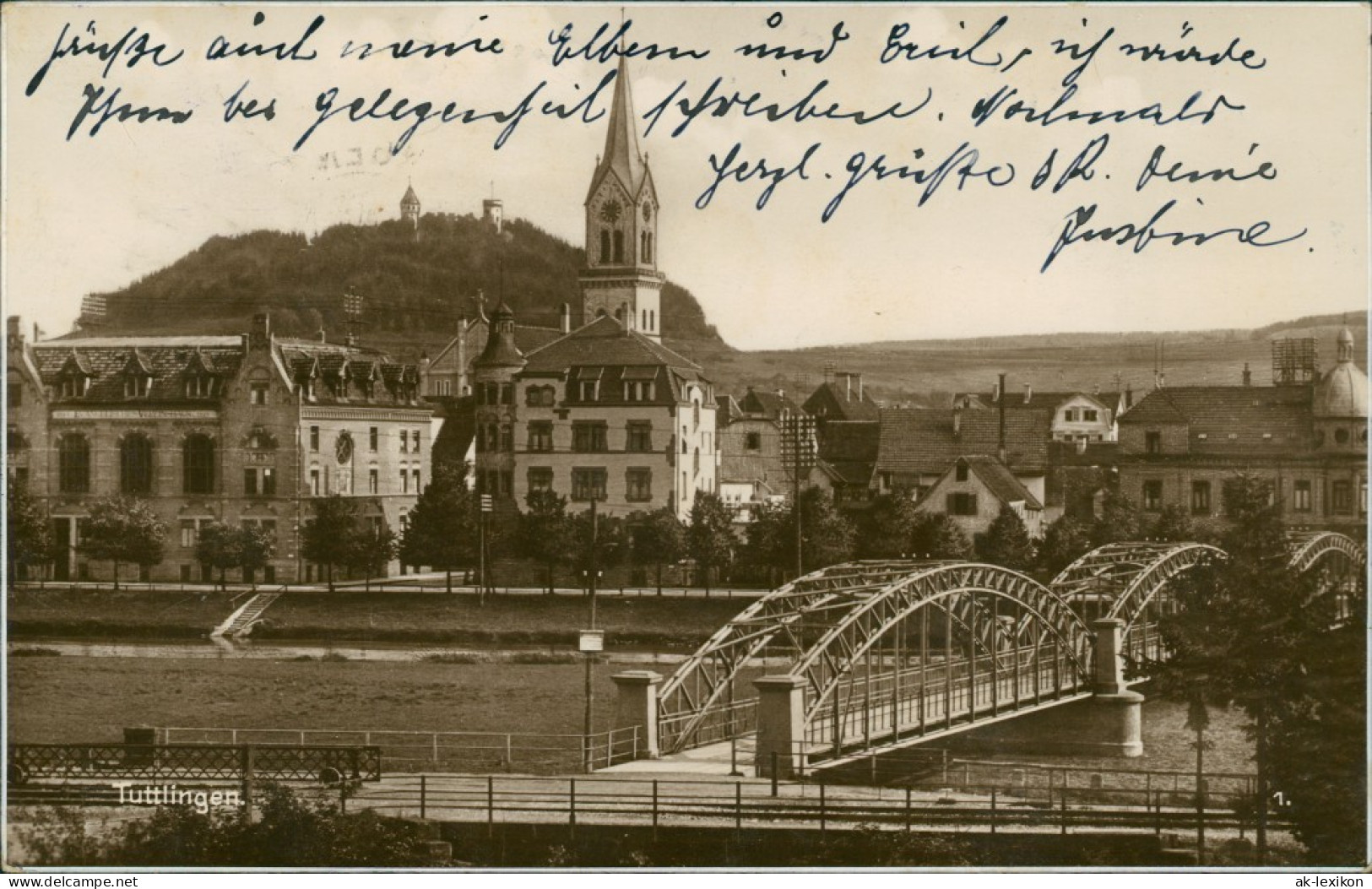 Ansichtskarte Tuttlingen Stadt Und Brücke 1928 - Tuttlingen