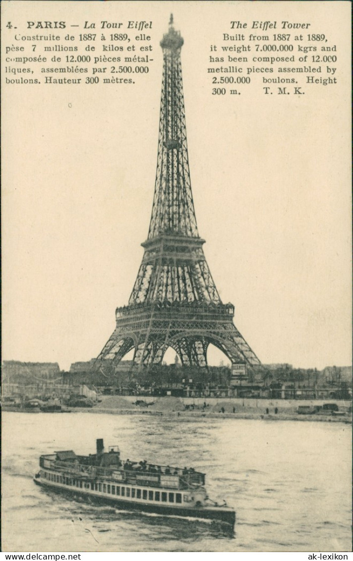 CPA Paris Eiffelturm, Fahrgastschiff 1916 - Tour Eiffel