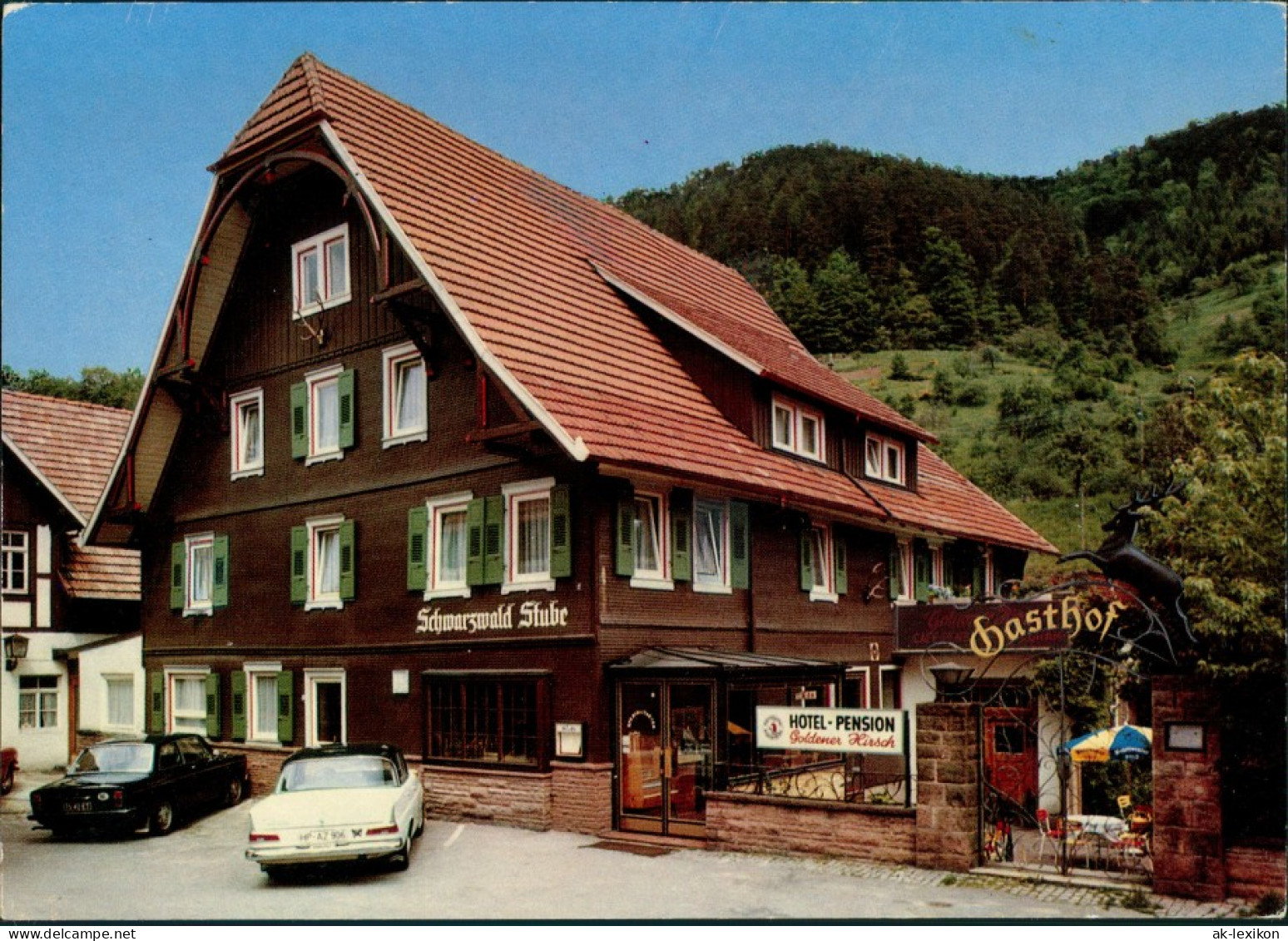 Ansichtskarte Forbach (Baden) Hotel - Restaurant Goldener Hirsch 1970 - Forbach