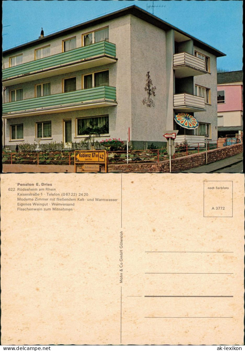 Ansichtskarte Rüdesheim (Rhein) Pension E. Dries Kaiserstraße 1960 - Ruedesheim A. Rh.