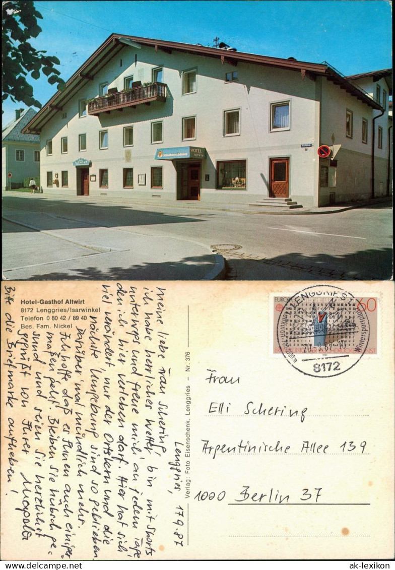 Ansichtskarte Lenggries Hotel Gasthof Altwirt, Isarwinkel Region 1987/1975 - Lenggries