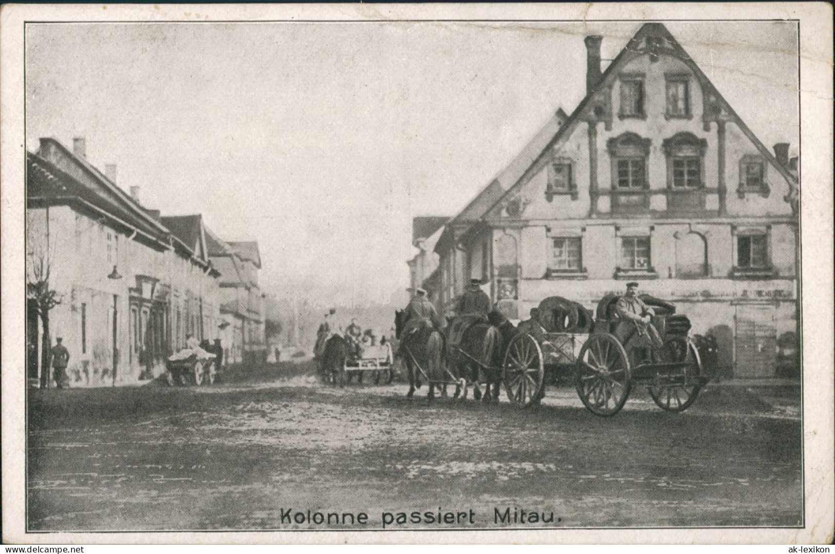 Postcard Mitau Jelgava Елгава Straßenpartie - Kolonne 1916 - Lettonie