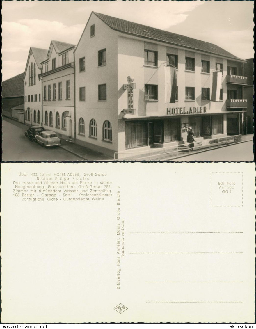 Ansichtskarte Groß-Gerau Straßenpartie Am Hotel Adler 1952 - Gross-Gerau