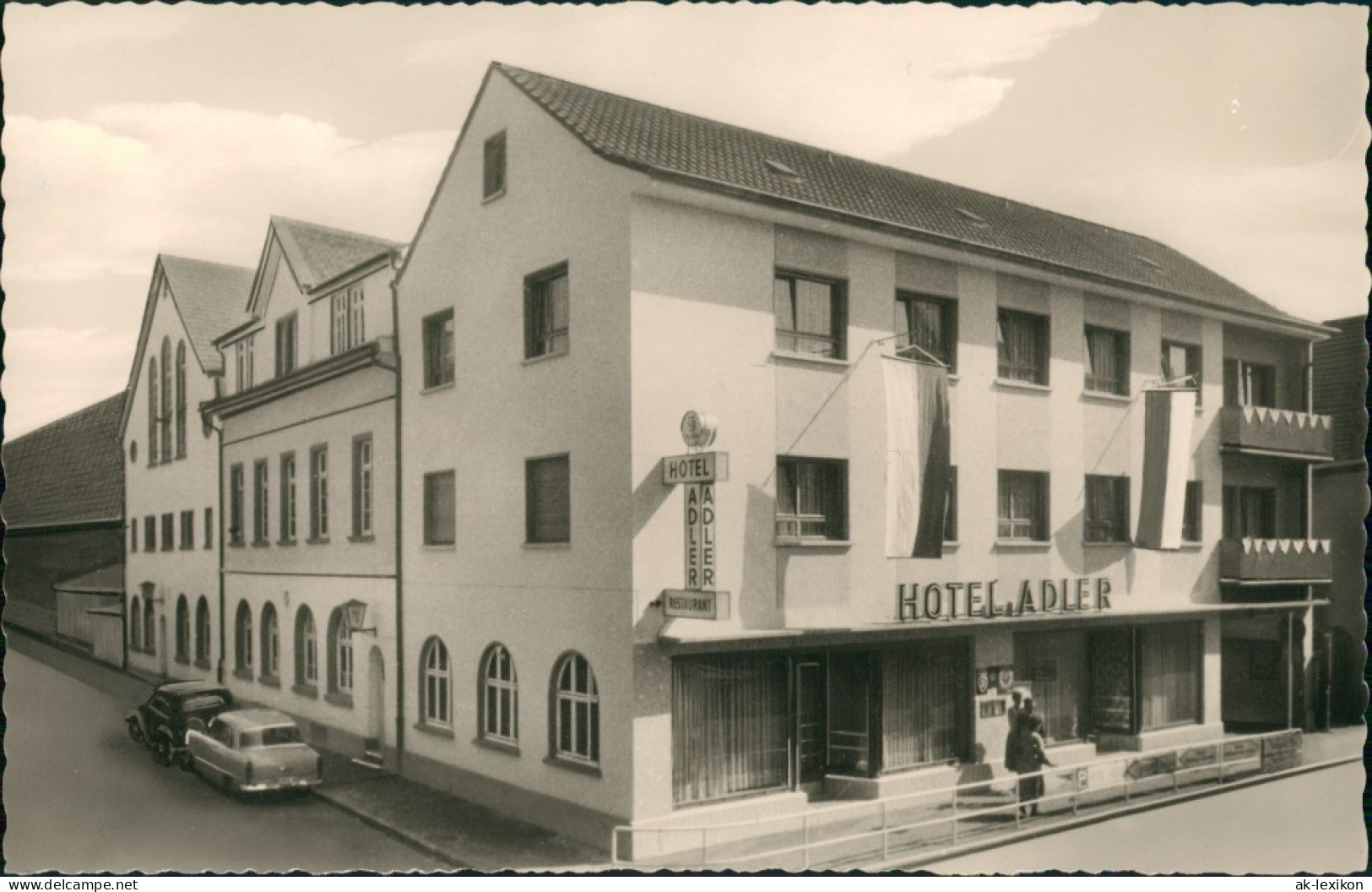 Ansichtskarte Groß-Gerau Straßenpartie Am Hotel Adler 1952 - Gross-Gerau