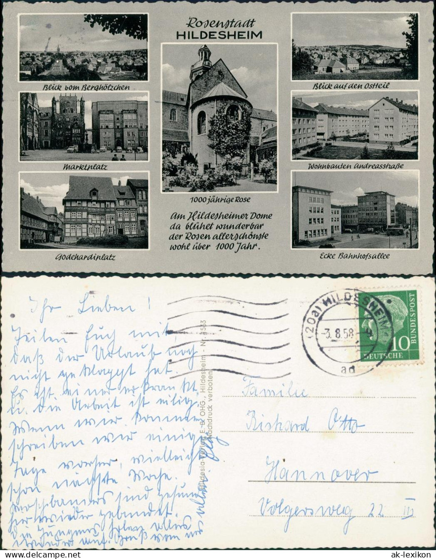 Ansichtskarte Hildesheim MB: Bahnhofsallee, Godehardiplatz 1958 - Hildesheim