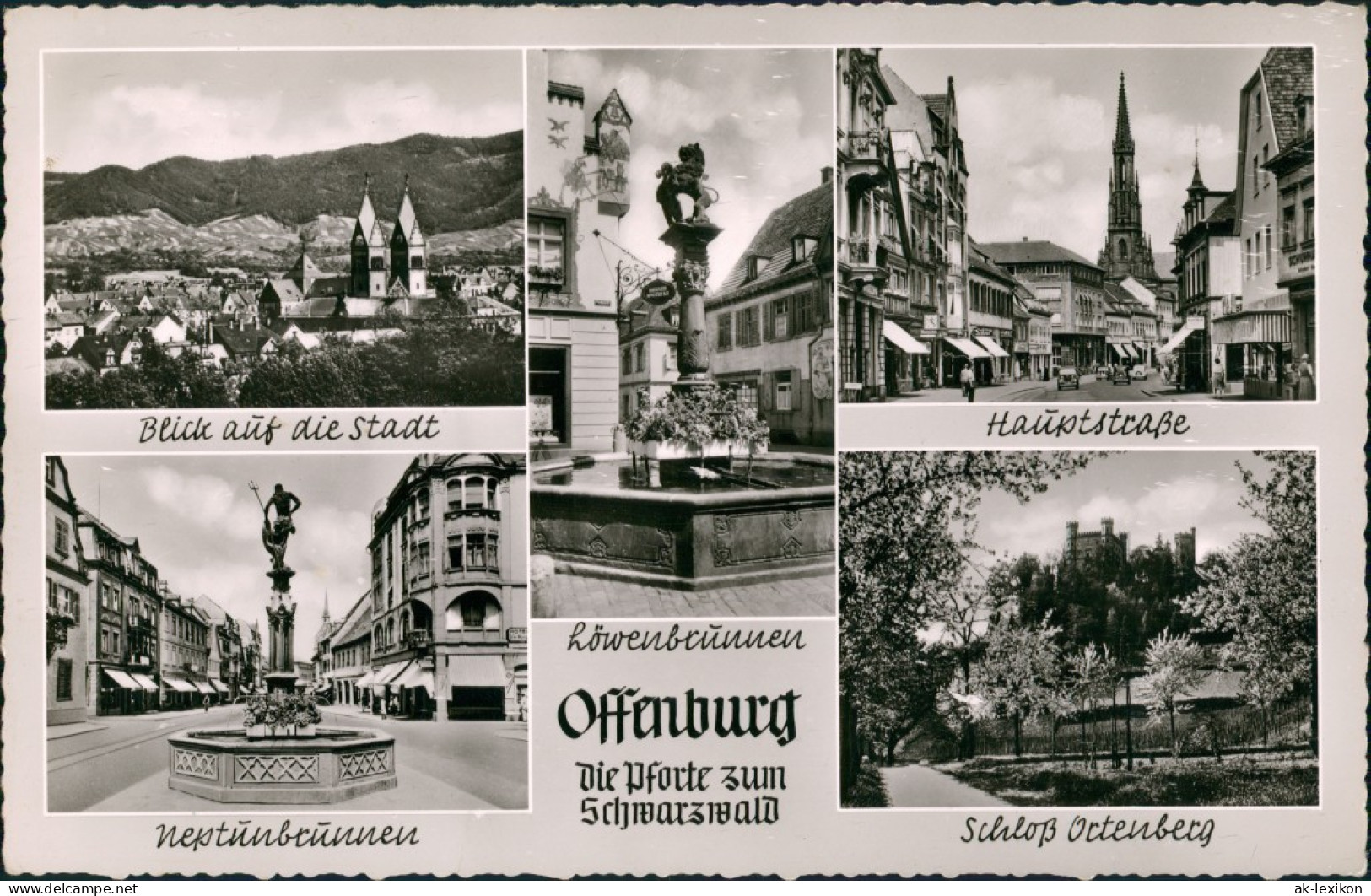 Ansichtskarte Offenburg Hauptstrasse, Neptunbrunnen, Totale 1962 - Offenburg