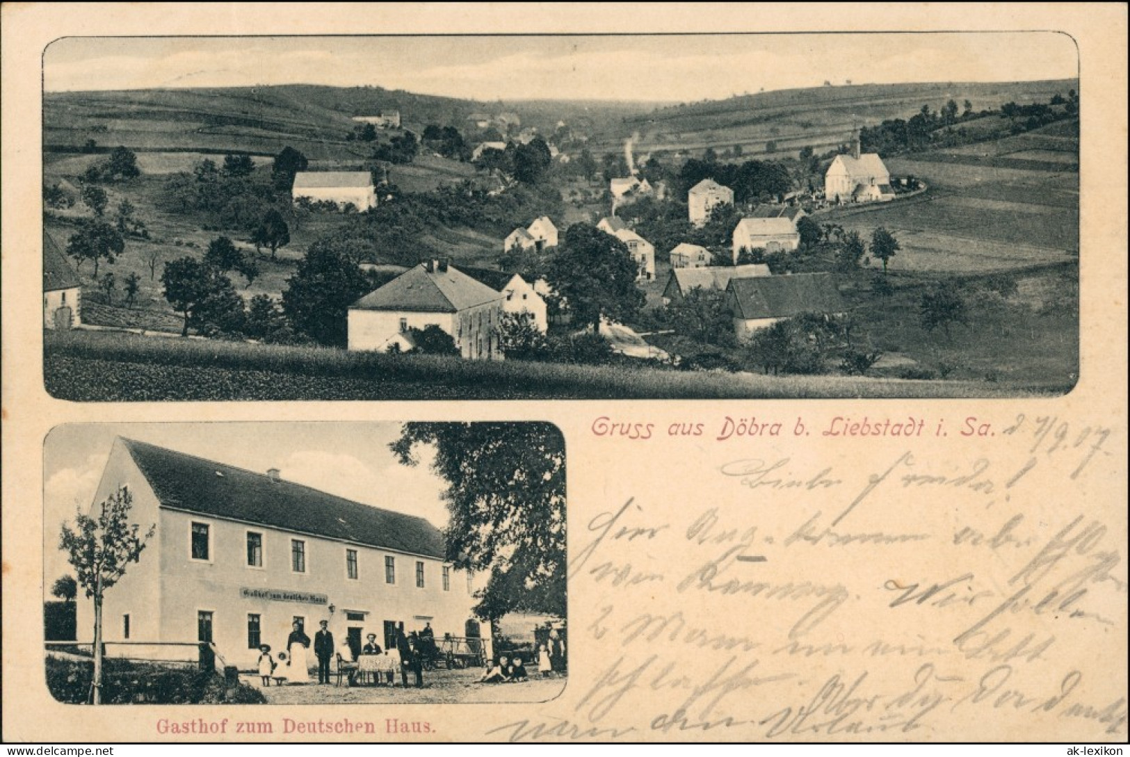 Ansichtskarte Döbra-Liebstadt Stadt, Gasthaus 1907 - Liebstadt