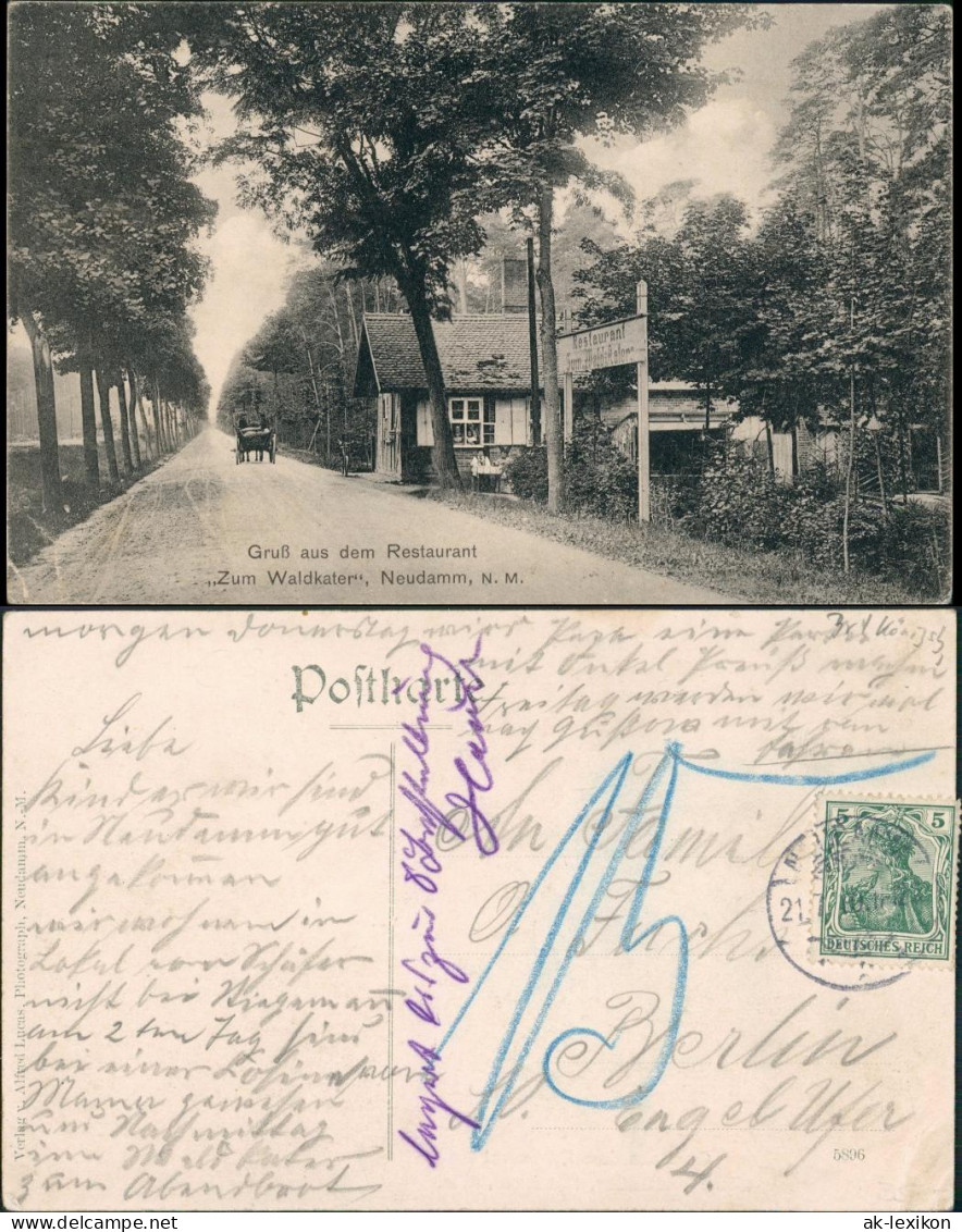 Postcard Neudamm (Neumark) D&#281;bno Restaurant Waldkater - Straße 1910 - Pommern