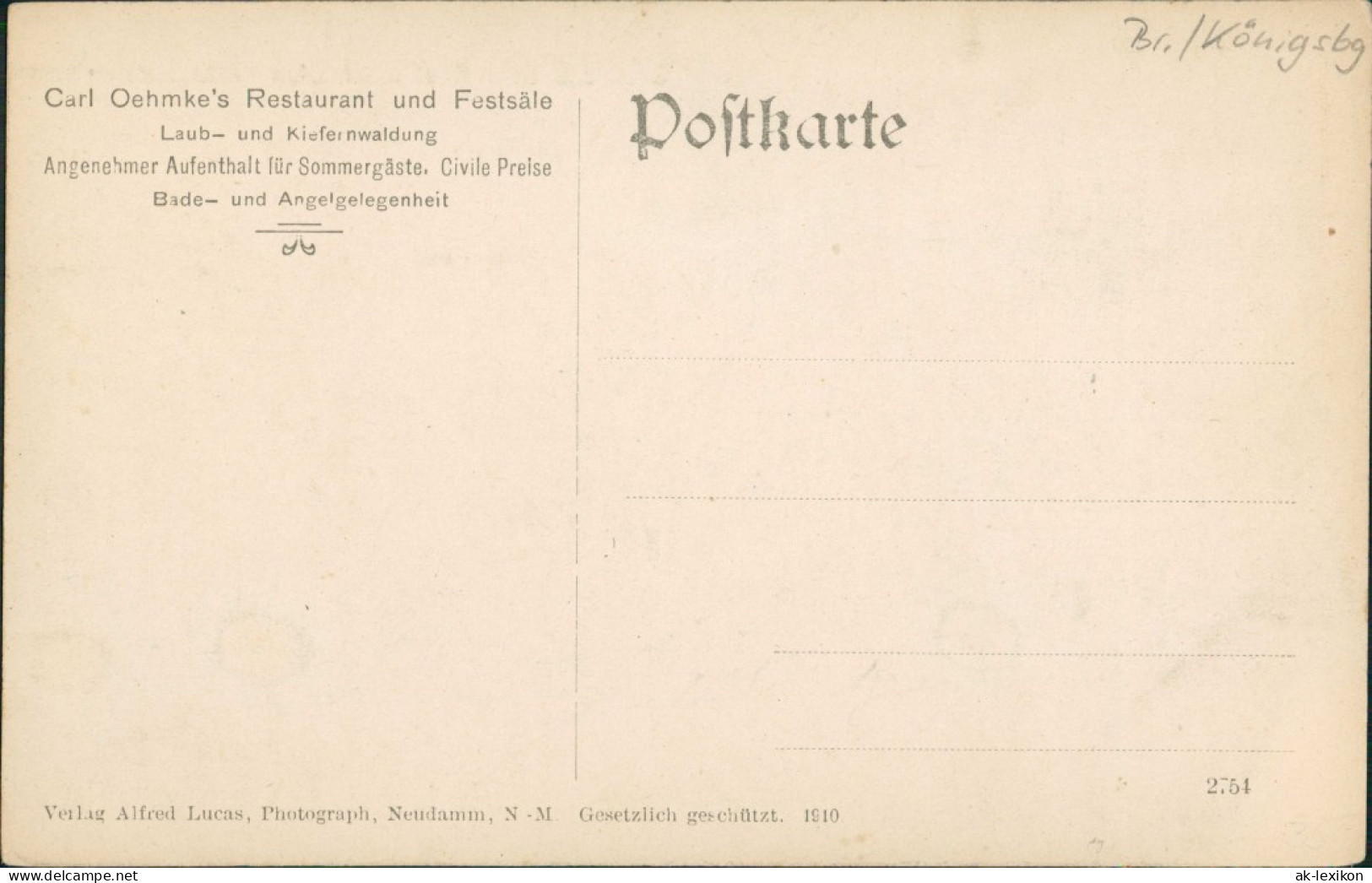 Postcard Neudamm (Neumark) D&#281;bno Restaurant Am Waldessaum 1910 - Pommern