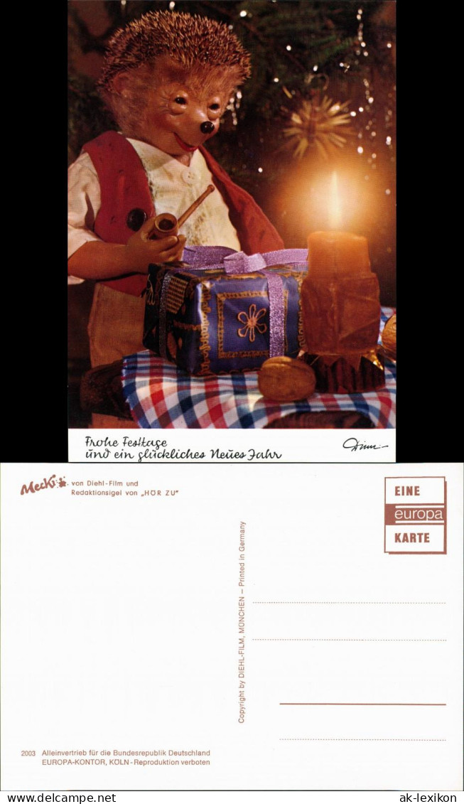 Ansichtskarte  Mecki (Diehl-Film): Weihnachtsgeschenke Kerze Und Pfeife 1975 - Mecki