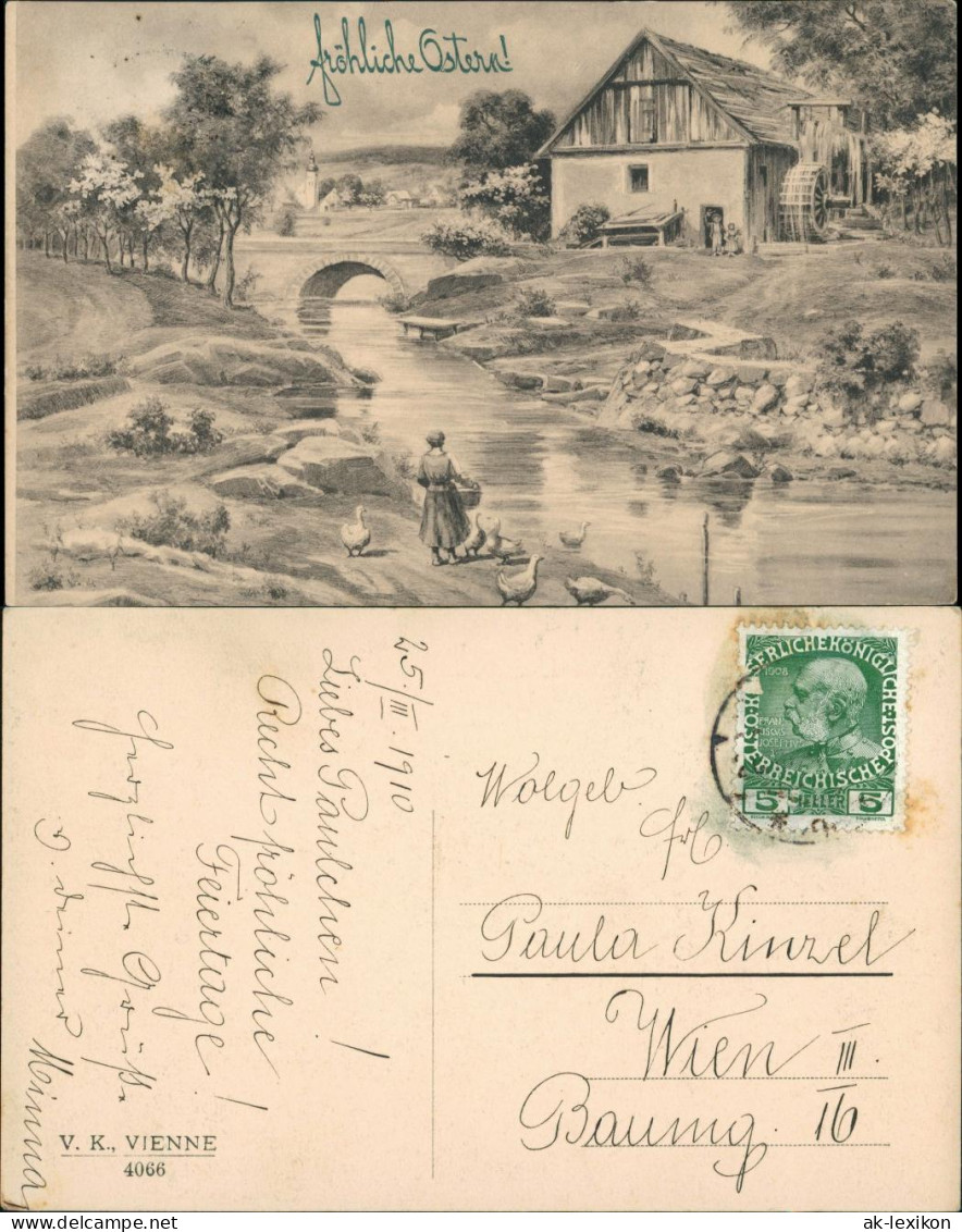 Ansichtskarte  Ostern - Mühle Stimmungsbild 1909 - Ostern