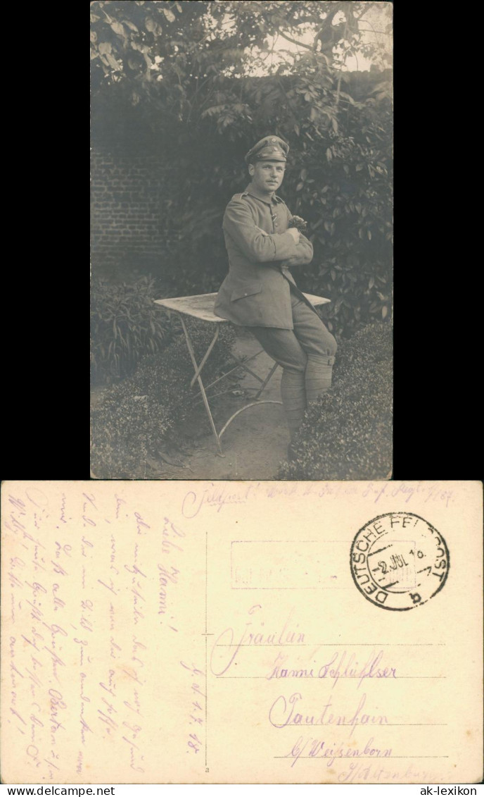 Soldat WK1 Echtfotokarte Militaria Stempel Deutsche Feldpost 1916 Privatfoto - Guerre 1914-18