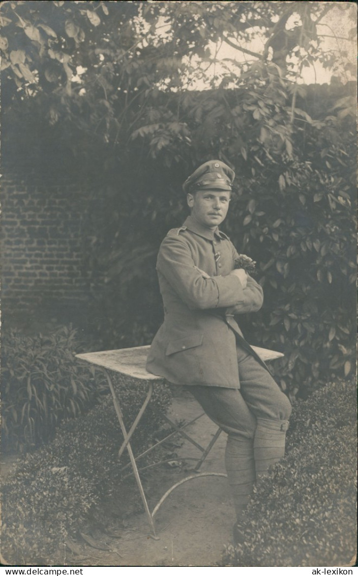 Soldat WK1 Echtfotokarte Militaria Stempel Deutsche Feldpost 1916 Privatfoto - Guerre 1914-18