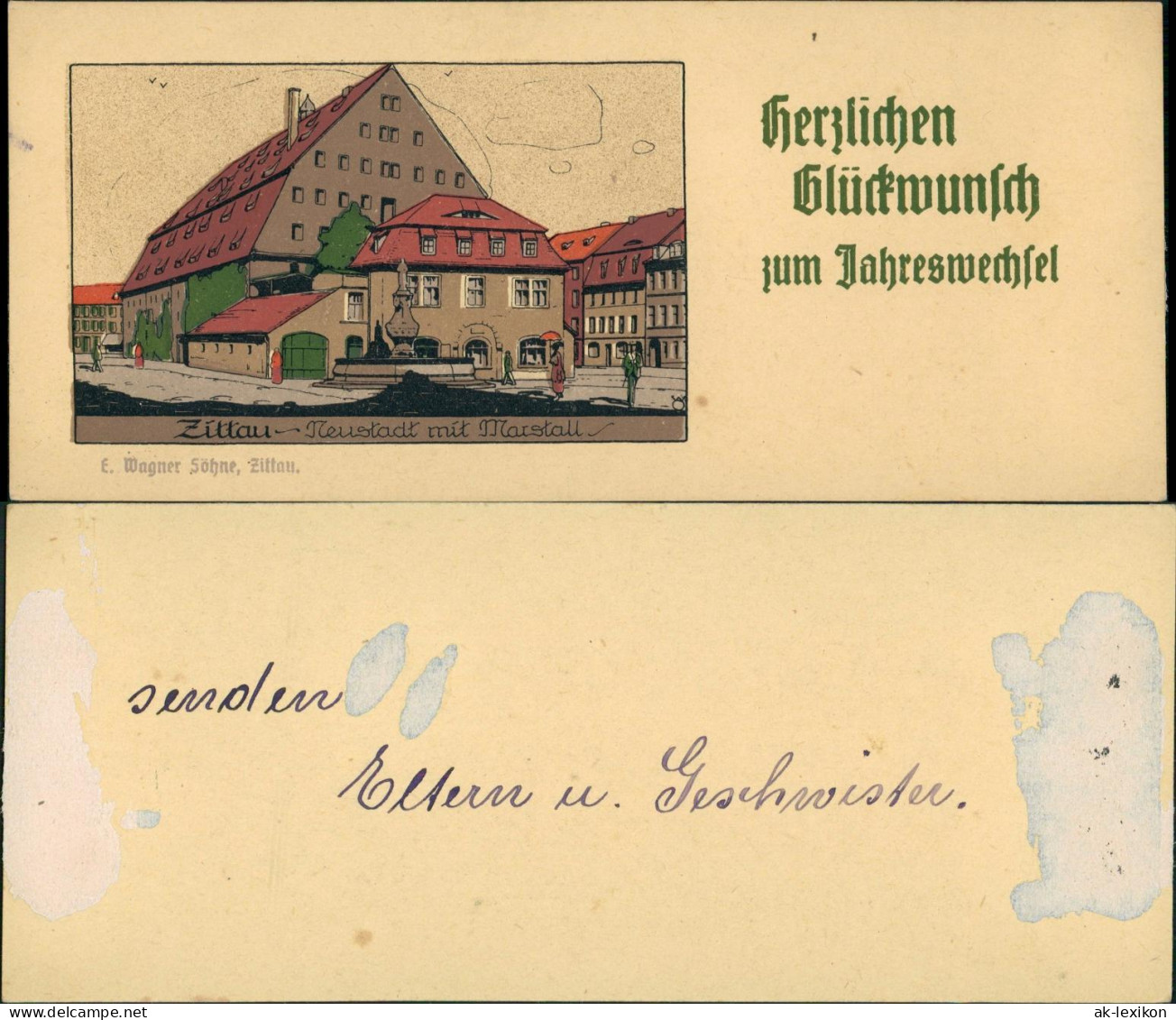Ansichtskarte Zittau Neustadt Mit Marstall Neujahr 1912 - Zittau