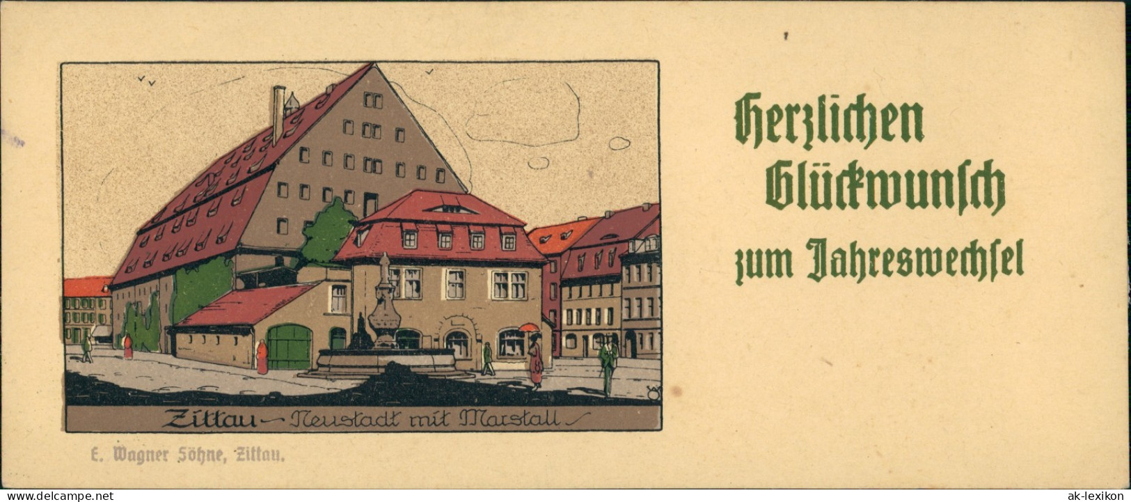 Ansichtskarte Zittau Neustadt Mit Marstall Neujahr 1912 - Zittau