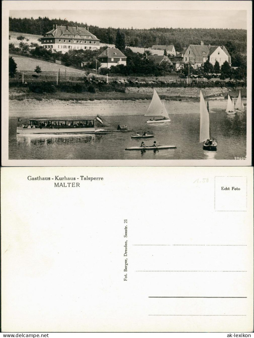 Malter-Dippoldiswalde Gasthaus Kurhaus Talsperre, Kl  Schiff Segelboote 1940 - Dippoldiswalde
