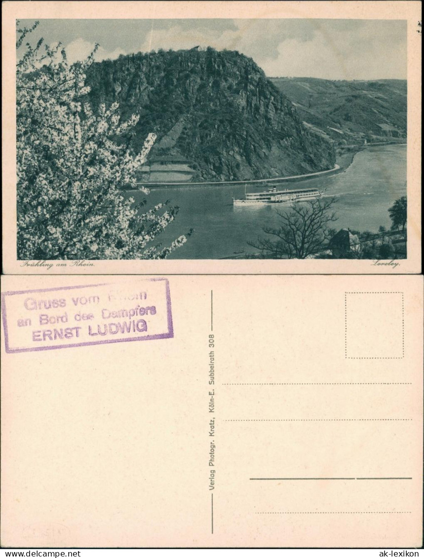 Ansichtskarte Sankt Goar Loreley Bordstempel Dampfer Ernst Ludwig 1929 - St. Goar