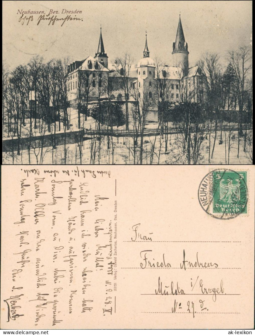 Ansichtskarte Neuhausen (Erzgebirge) Schloss Im Winter 1914/1924 - Neuhausen (Erzgeb.)