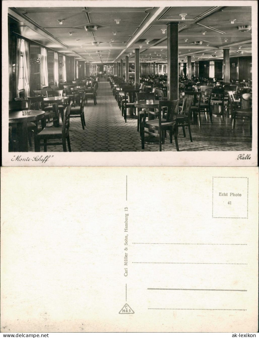 Altona-Hamburg Halle Innenansicht "Monte-Schiff" Echtfoto-AK 1930 - Altona