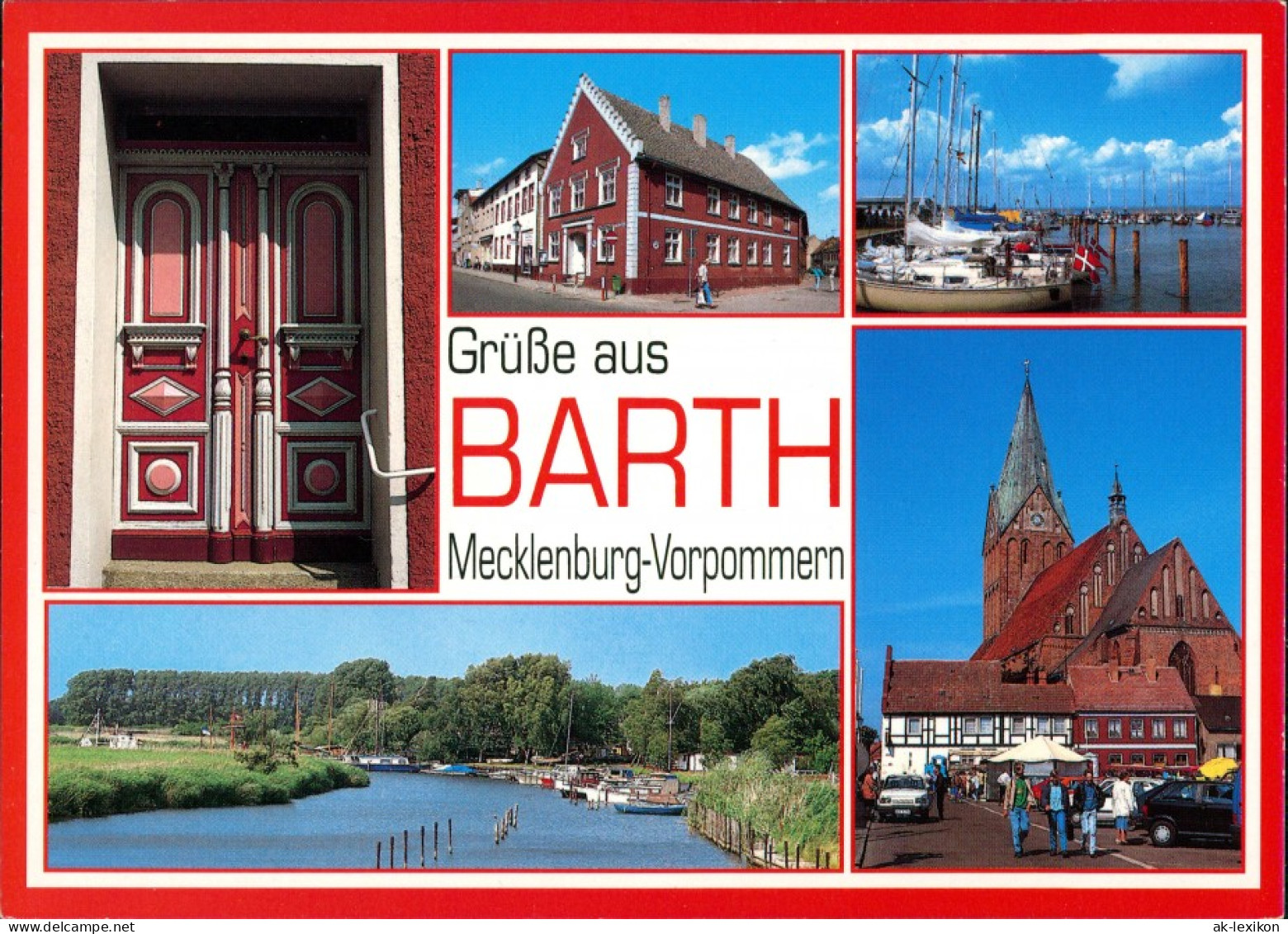 Ansichtskarte Barth Hafen, Portal, Kanal, Kirche 1995 - Barth