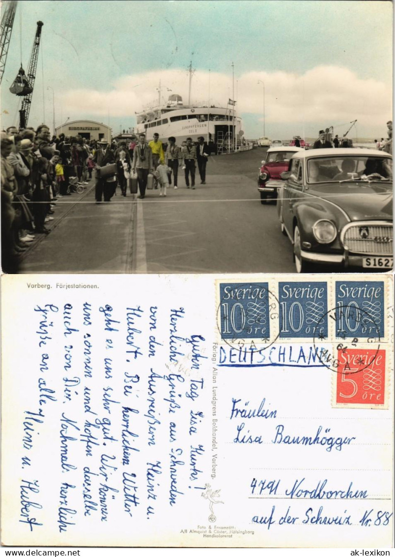 Postcard Varberg Hafen, Fähre - Auto Ua. Audi 1964 - Schweden