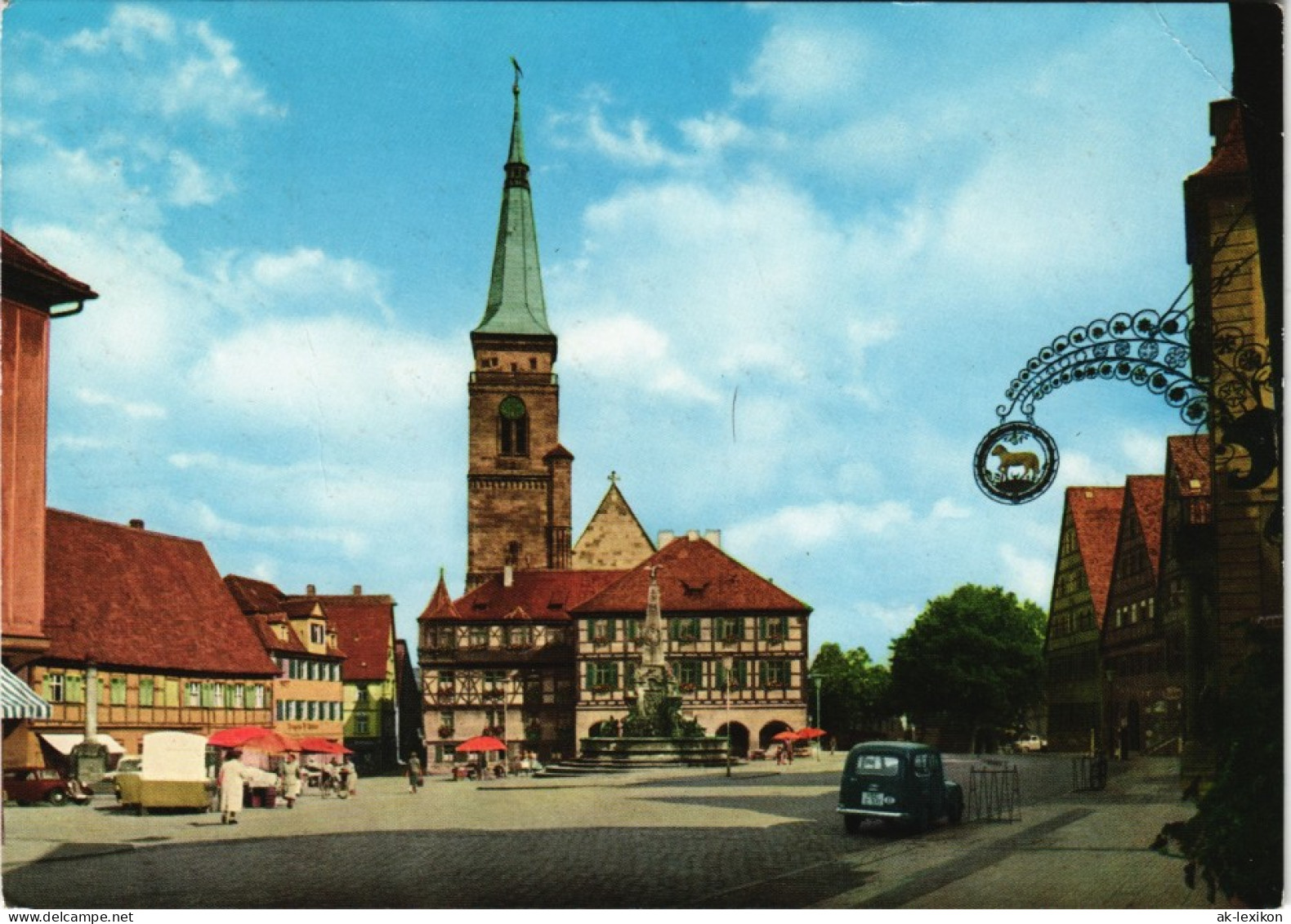 Ansichtskarte Schwabach Königsplatz, Markttreiben 1974 - Schwabach