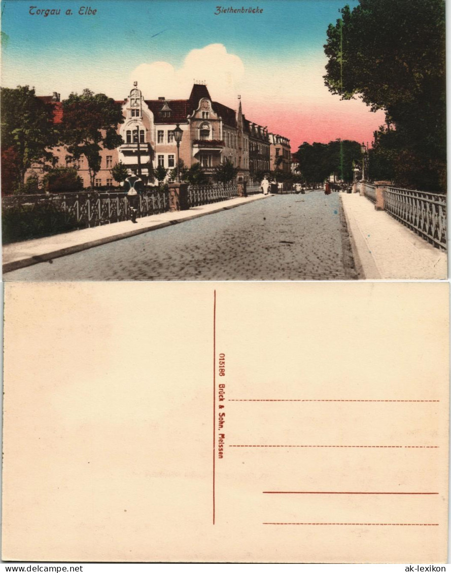 Ansichtskarte Torgau Straßenpartie - Ziethenbrücke 1913 - Torgau