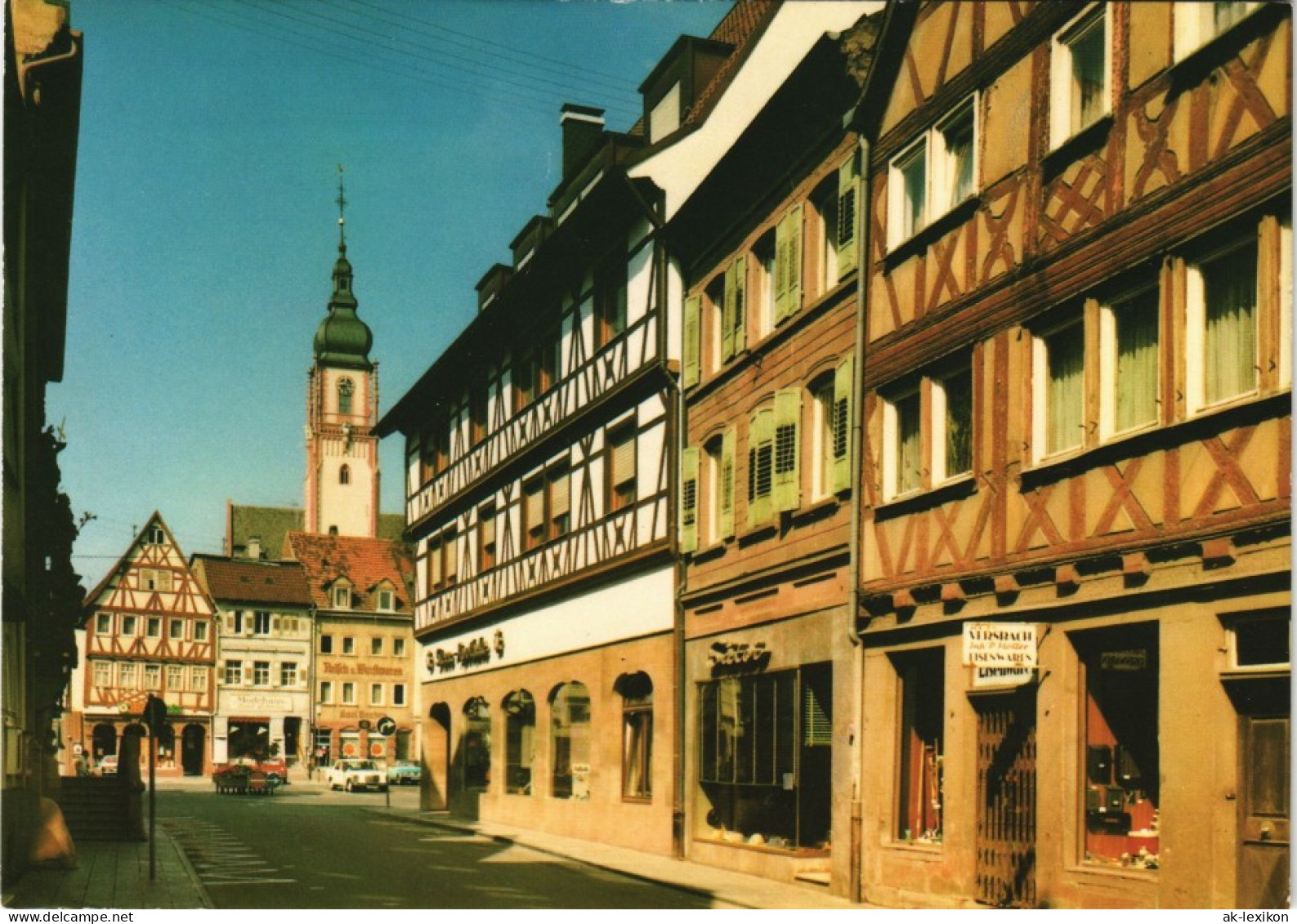 Tauberbischofsheim Strassen Partie Mit Geschäften, Lokalen, Autos 1980 - Tauberbischofsheim