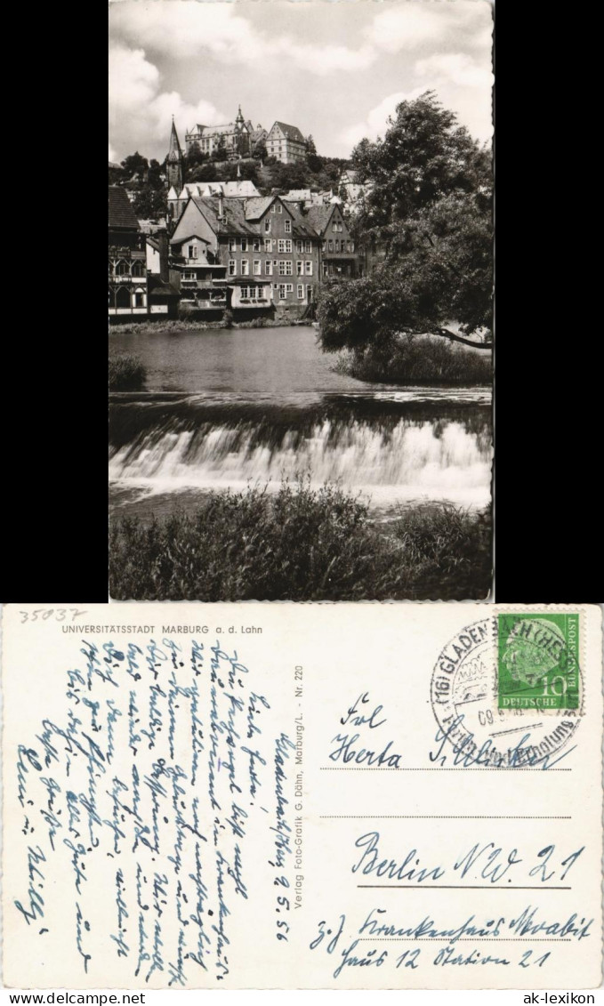 Ansichtskarte Marburg An Der Lahn Stadtpartie Am Wehr 1958 - Marburg