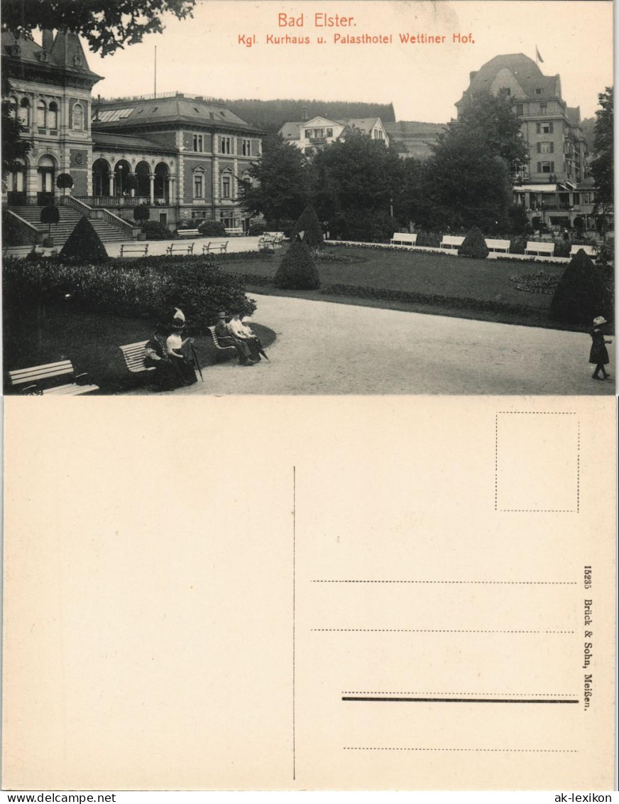 Ansichtskarte Bad Elster Wettiner Hof (Karl Marx Hof), Parkanlage 1913 - Bad Elster