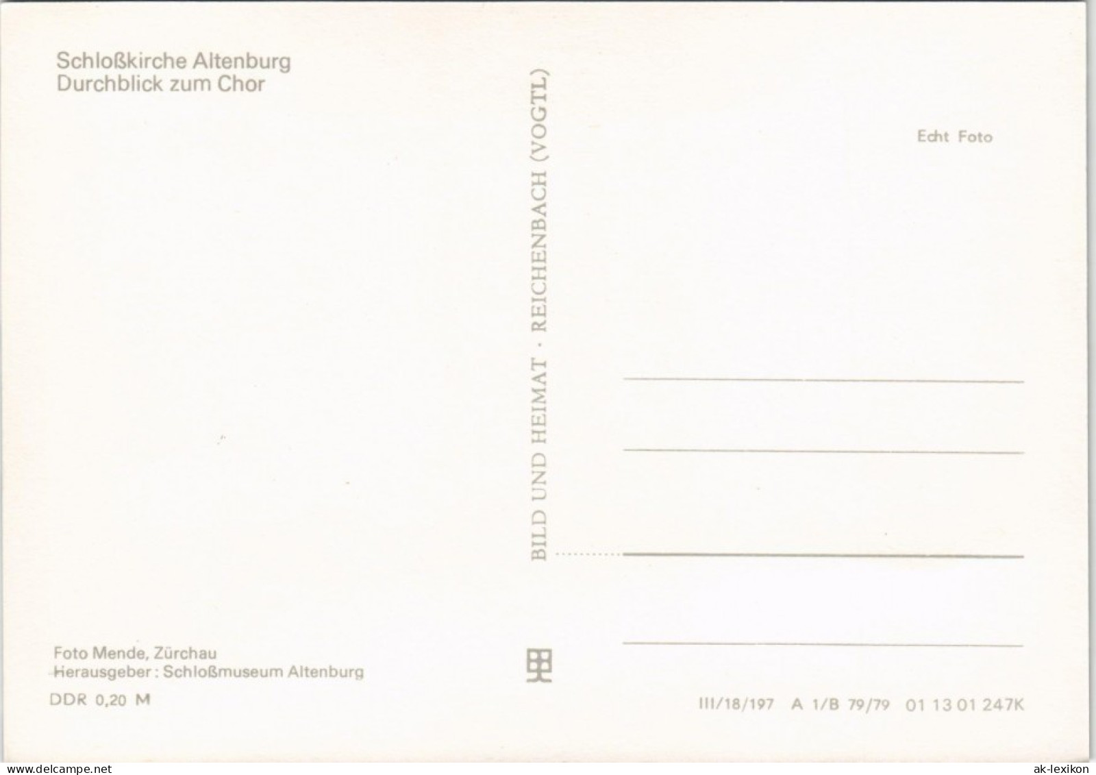 Ansichtskarte Altenburg Schloßkirche Altenburg - Chor 1979 - Altenburg