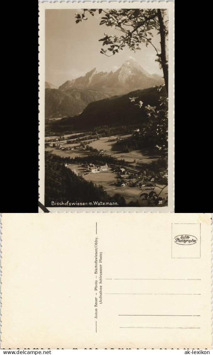 Ansichtskarte Bischofswiesen Blick Auf Die Stadt Mit Watzmann 1930 - Bischofswiesen