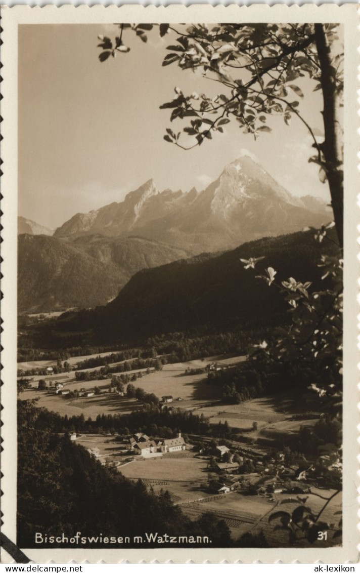 Ansichtskarte Bischofswiesen Blick Auf Die Stadt Mit Watzmann 1930 - Bischofswiesen