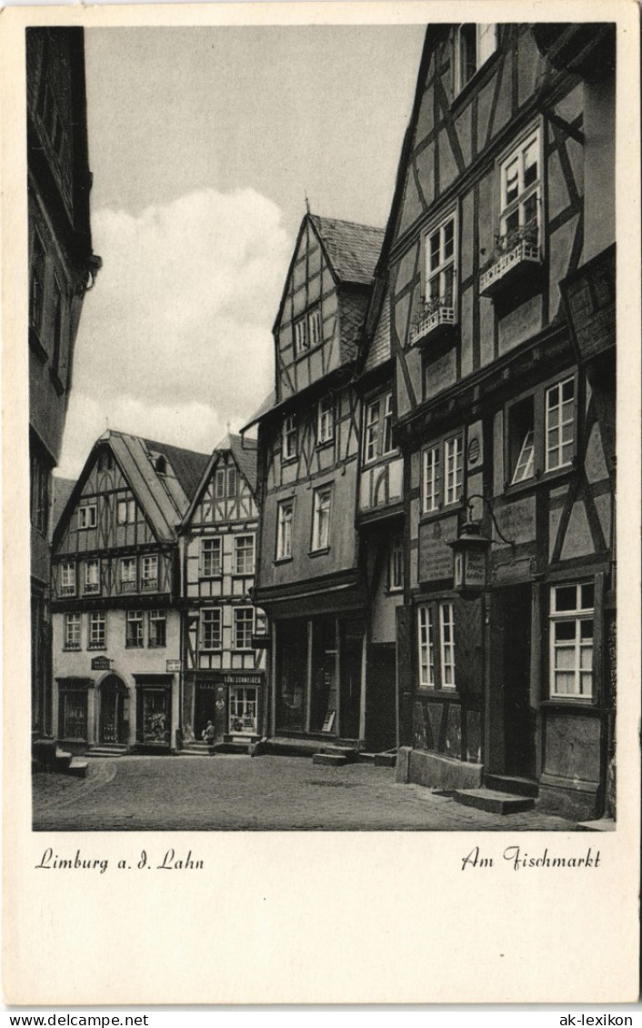 Ansichtskarte Limburg (Lahn) Fischmarkt, Geschäfte 1929 - Limburg