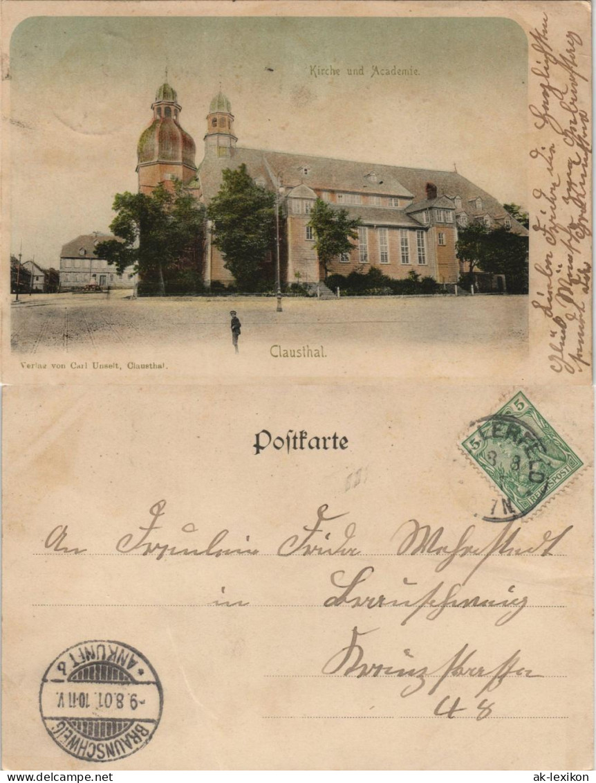 Ansichtskarte Clausthal-Zellerfeld Kirche Und Academie 1901 - Clausthal-Zellerfeld