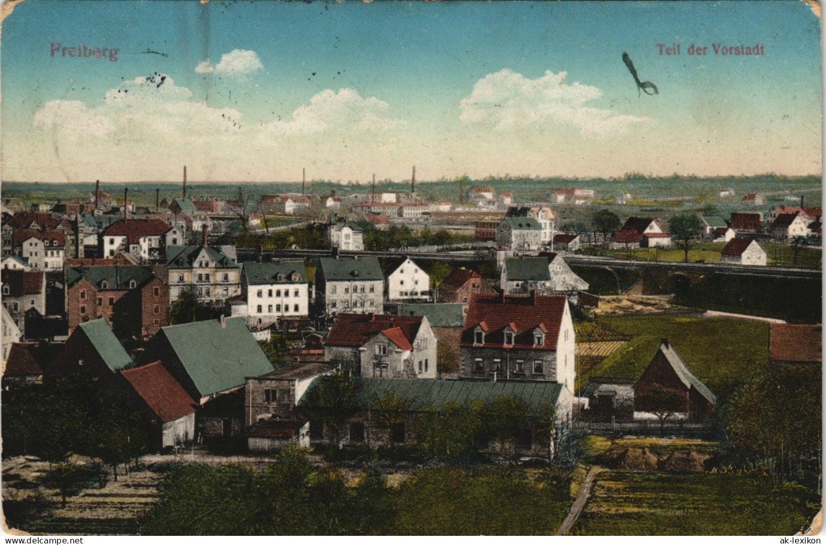 Ansichtskarte Freiberg (Sachsen) Panorma-Ansicht Mit Teil Der Vorstadt 1910 - Freiberg (Sachsen)