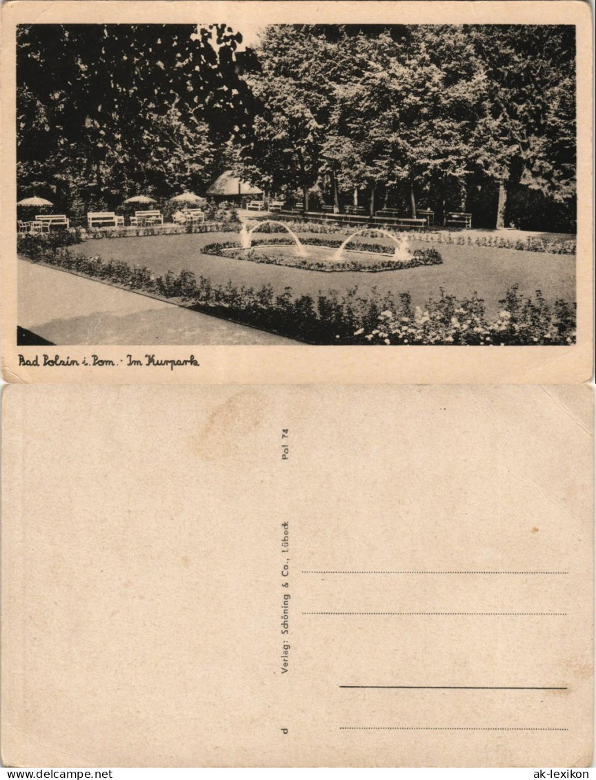 Postcard Bad Polzin Połczyn Zdrój Im Kurpark 1939 - Pommern