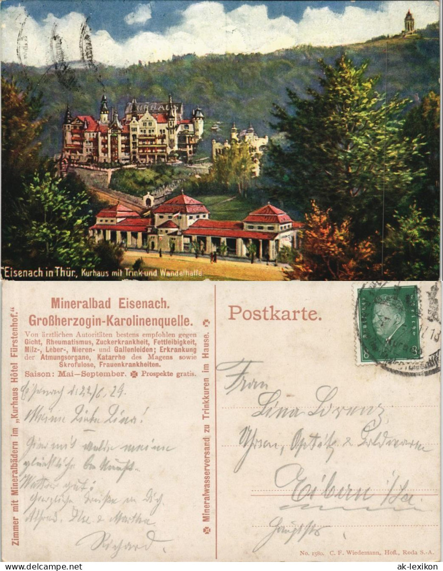 Ansichtskarte Eisenach Kurhaus Mit Trink Und Wandelhalle. 1928 - Eisenach