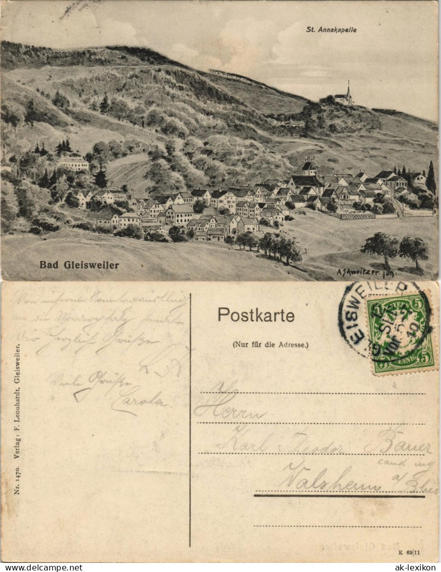 Ansichtskarte Gleisweiler-Edenkoben Stadt, Künstlerkarte 1910 - Edenkoben