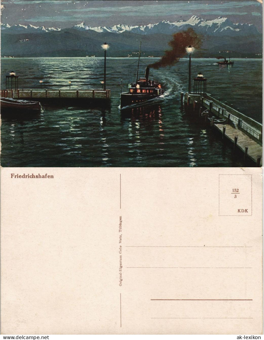 Friedrichshafen Hafen Ankommendes Bodensee Schiff Dampfer Bei Abendlicht 1910 - Friedrichshafen