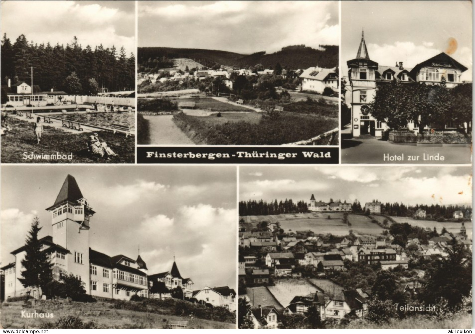 Finsterbergen-Friedrichroda DDR Mehrbild-AK Schwimmbad, Hotel Zur Linde,  1968 - Friedrichroda