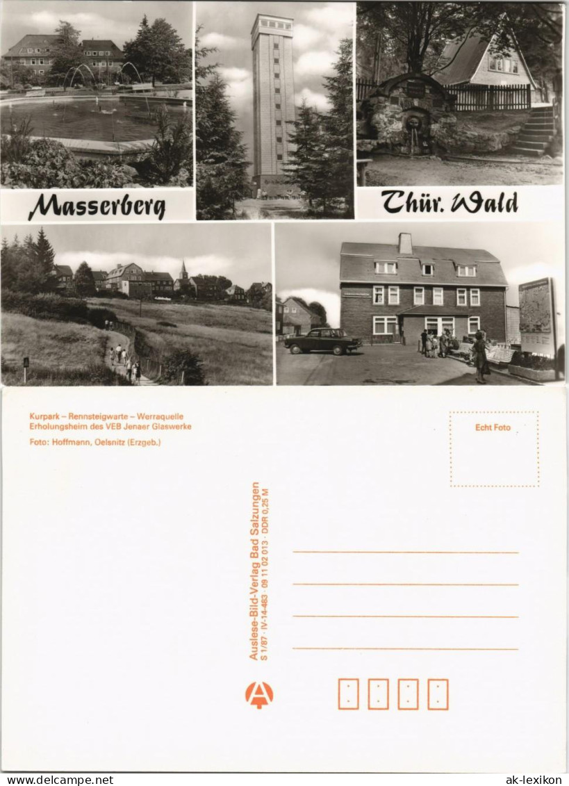 Masserberg DDR Mehrbild-AK Mit 5 Foto-Ansichten Ua. Rennsteigwarte 1987 - Masserberg