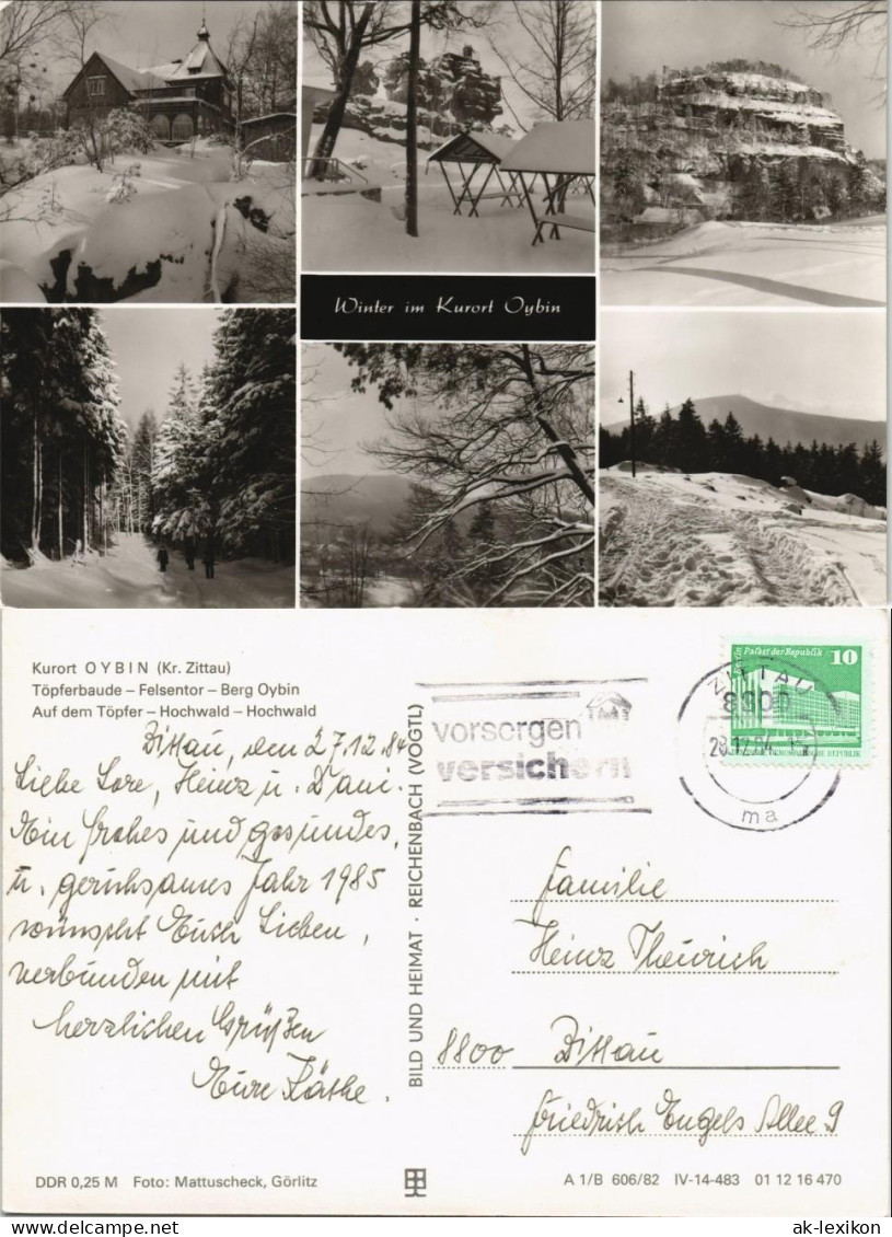 Oybin DDR Mehrbild-AK Töpferbaude Felsentor Hochwald Winter Ansichten 1984/1982 - Oybin