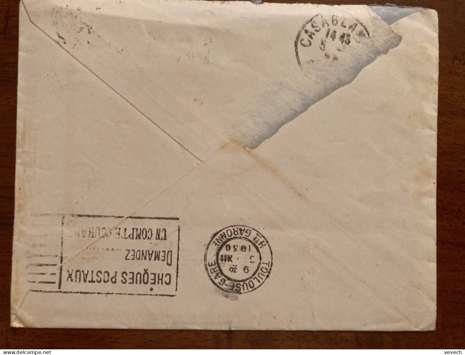 LETTRE Par Avion Pour Le MAROC TP PASTEUR 1F50 OBL.2-12 30 PARIS 30 - 1922-26 Pasteur