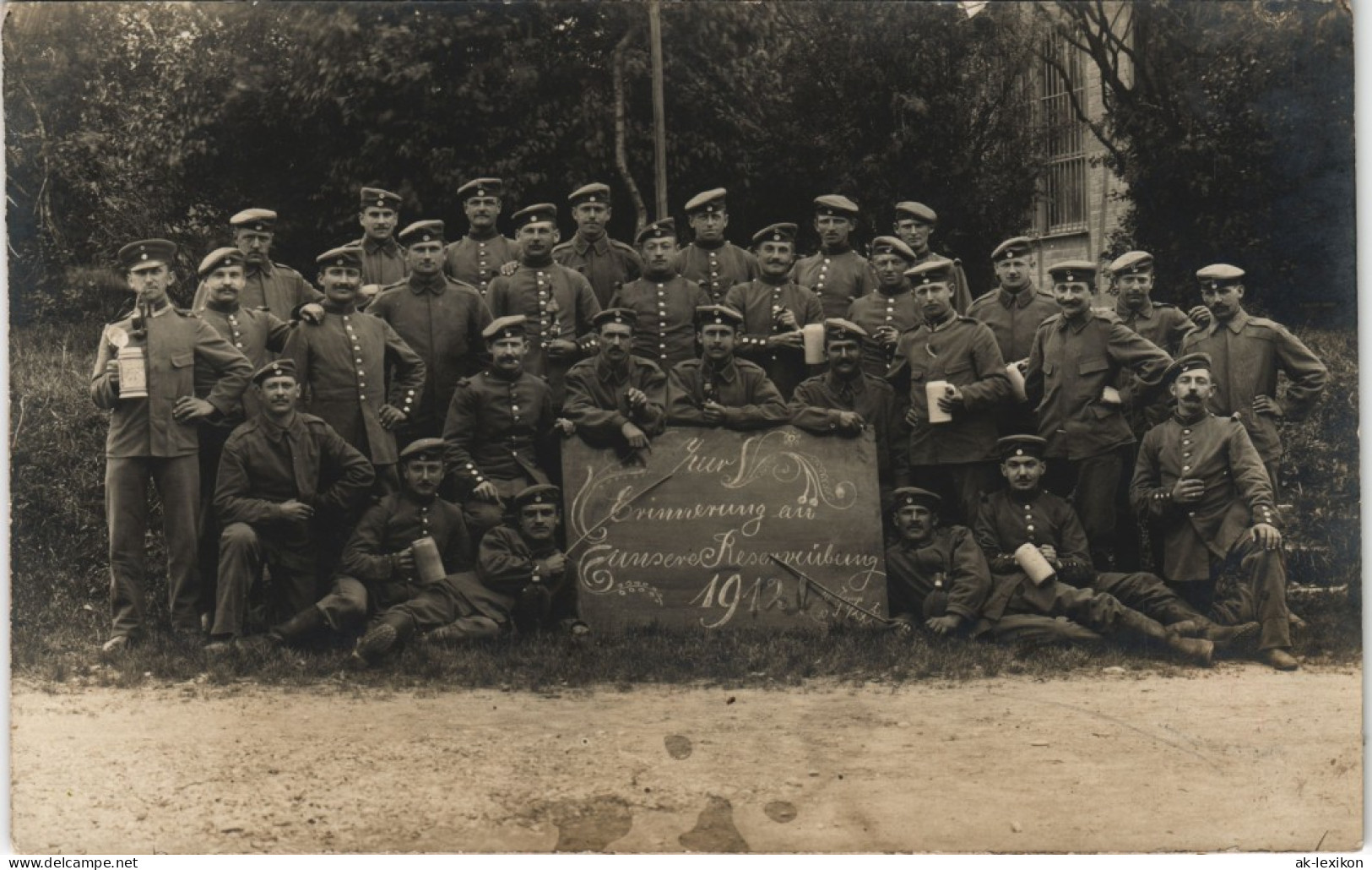 Ingolstadt Erinnerung Reserveübung Militaria Gruppenbild Bier 1912 - Ingolstadt