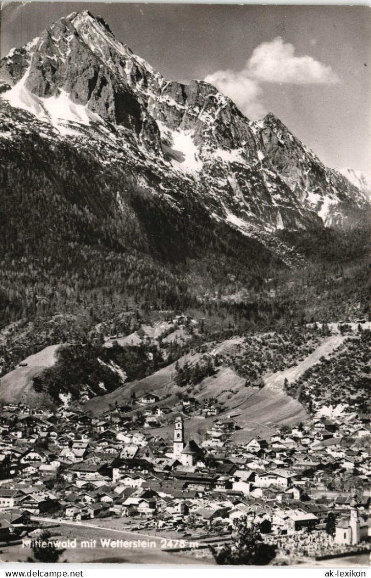 Ansichtskarte Mittenwald Panorama-Ansicht Ortsansicht Mit Wetterstein 1957 - Mittenwald