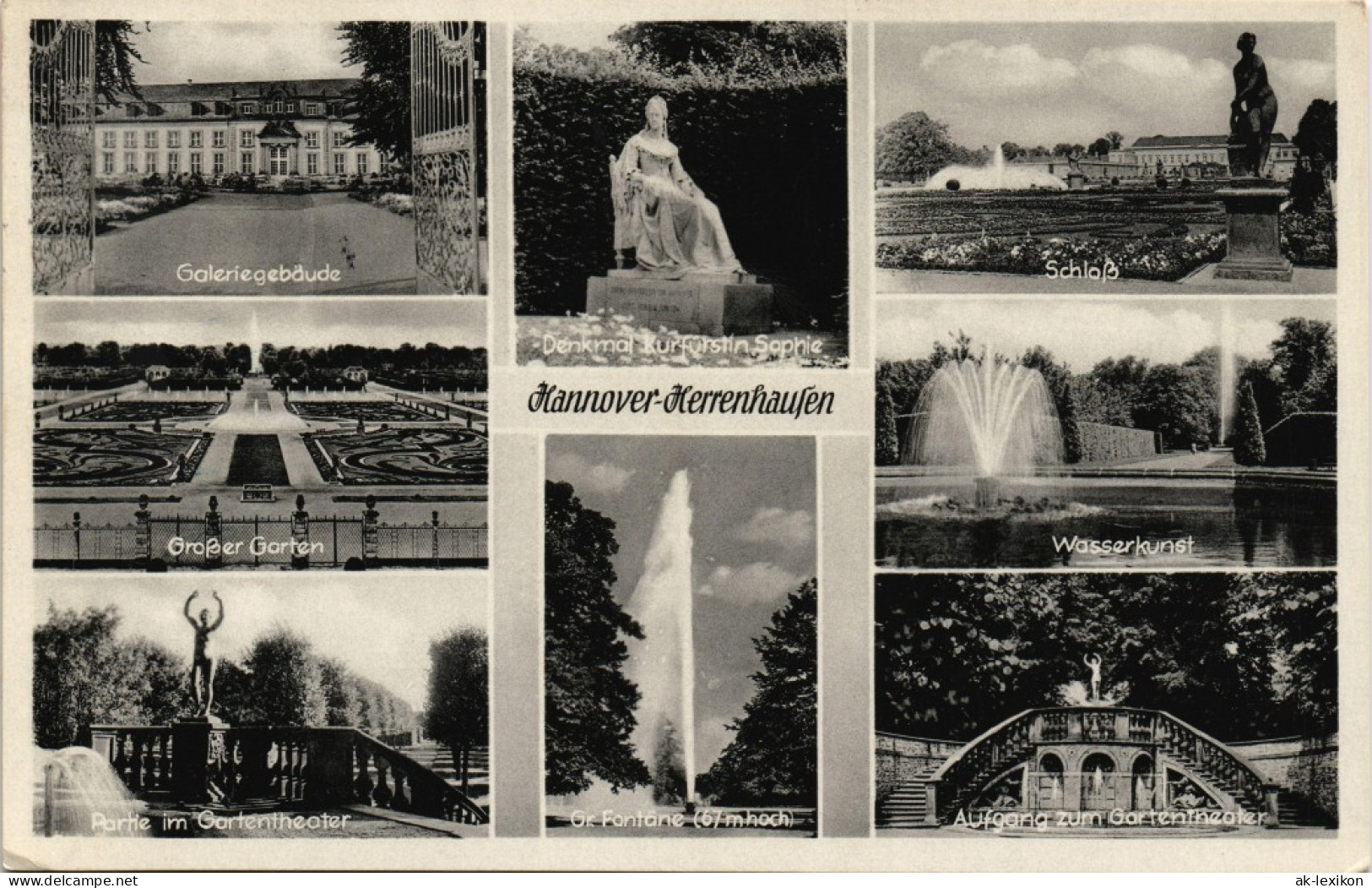 Herrenhausen-Hannover Mehrbild-AK Mit Großer Garten, Fontäne, Schloss Uvm. 1956 - Hannover